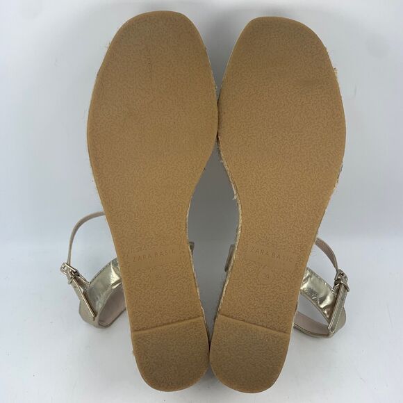 Zara Basics Womens 8.5 39 Platform Sandals Espadrille Platform Wedge Boho - Picture 11 of 12